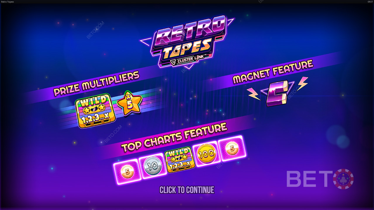 Bonusfunksjoner forklart i Retro Tapes Cluster Link av Push Gaming