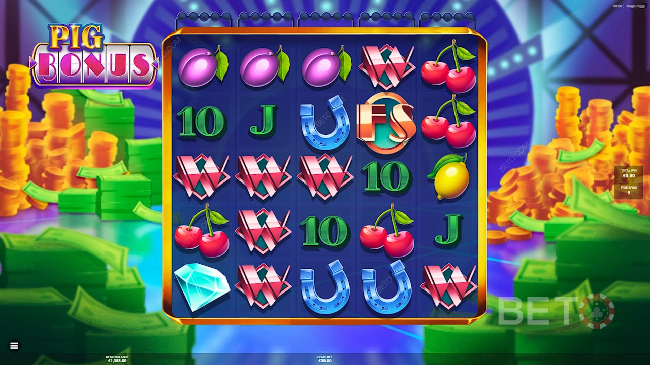 Vinn 7500 ganger innsatsen din i Magic Piggy Online Slot!
