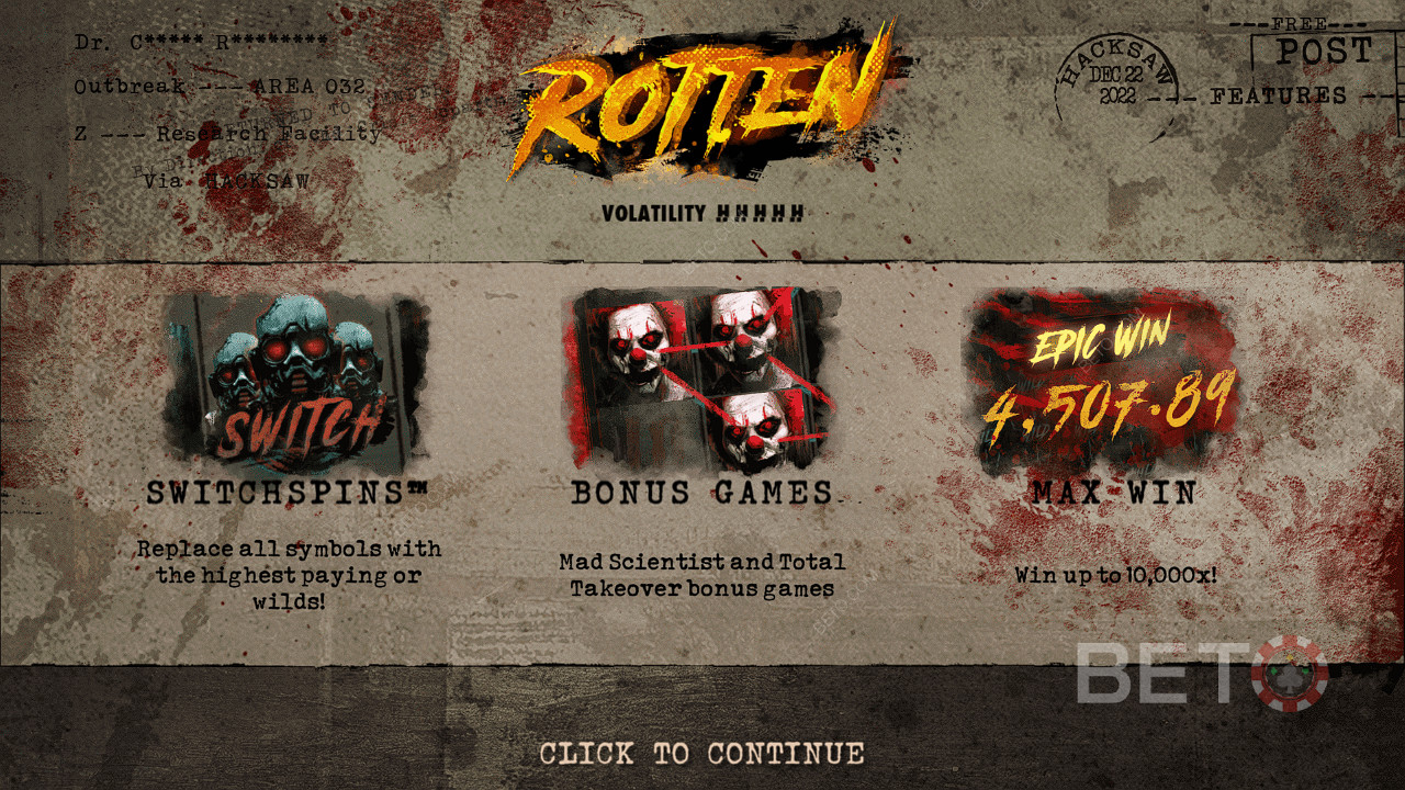Kos deg med SwitchSpins, gratisspinn og mer i Rotten-spilleautomaten fra Hacksaw Gaming