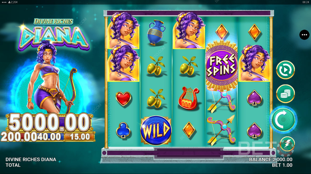 Divine Riches Diana Anmeldelse av BETO Slots