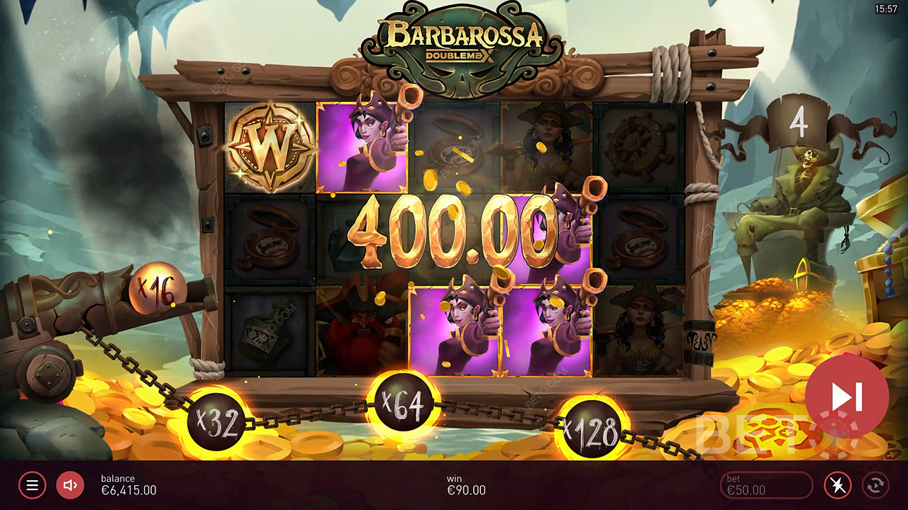 Vinn 20 000 ganger innsatsen din i spilleautomaten Barbarossa DoubleMax!