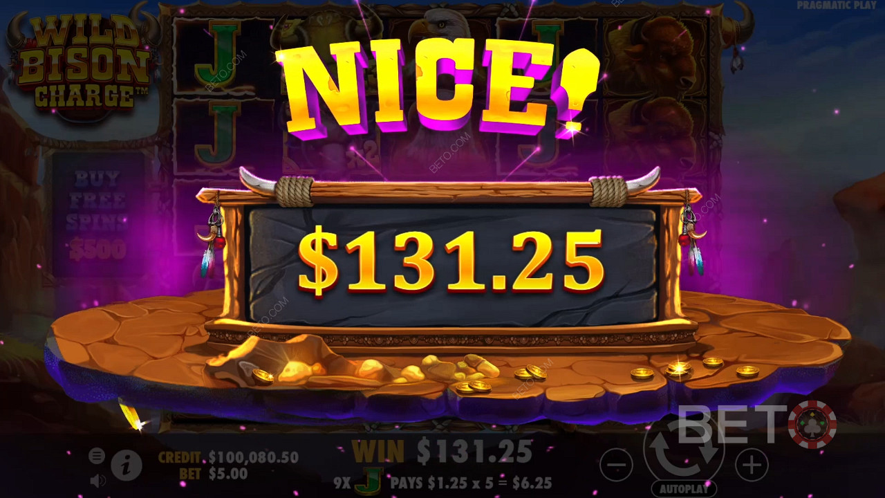 Vinn 12 000 ganger innsatsen din i Wild Bison Charge spilleautomat!