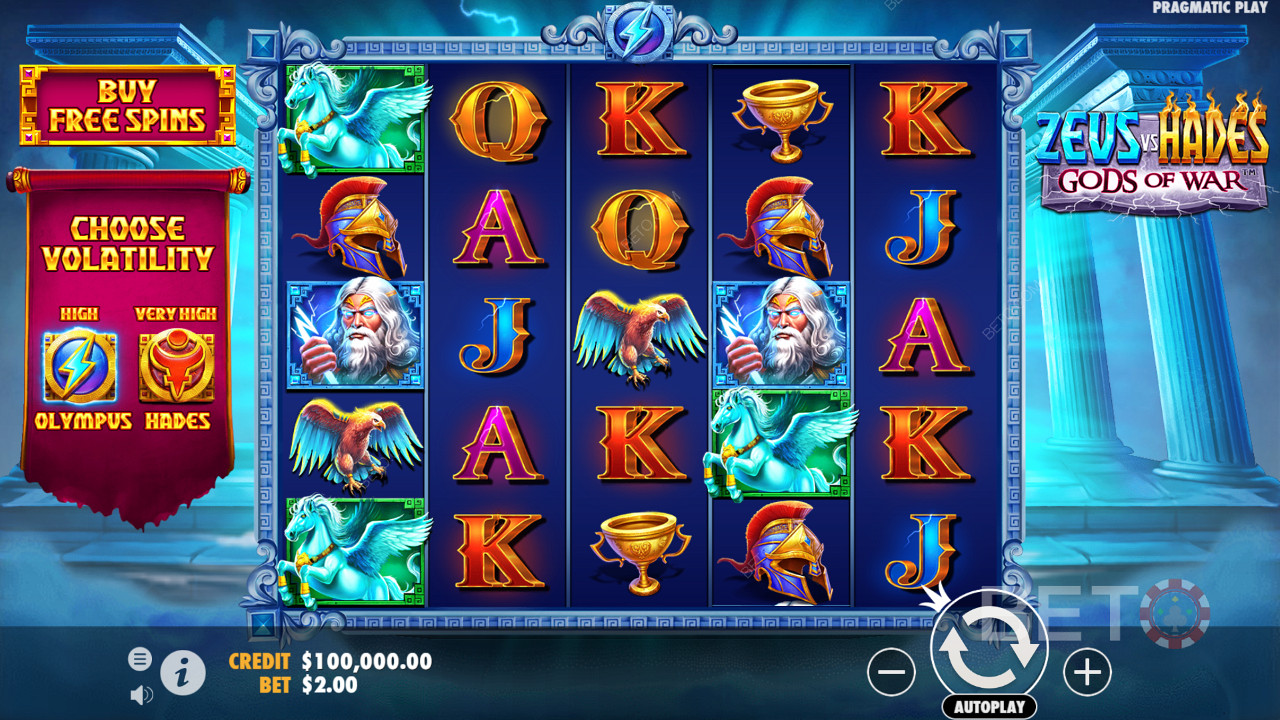 Vinn 15 000 ganger innsatsen din i spilleautomaten Zeus vs Hades - Gods of War!