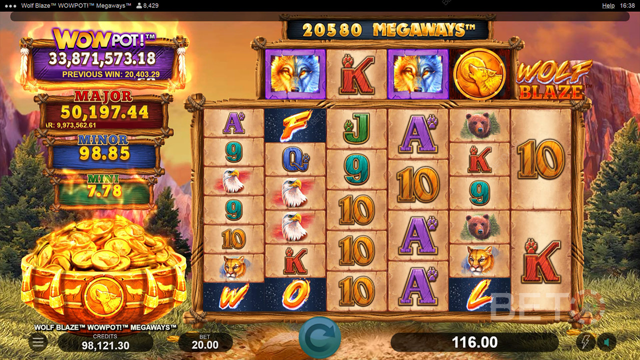 Wolf Blaze WOWPOT! Megaways Anmeldelse av BETO Slots