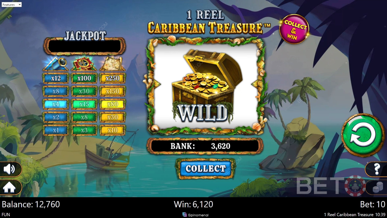 1 Reel Caribbean Treasure Anmeldelse av BETO Slots