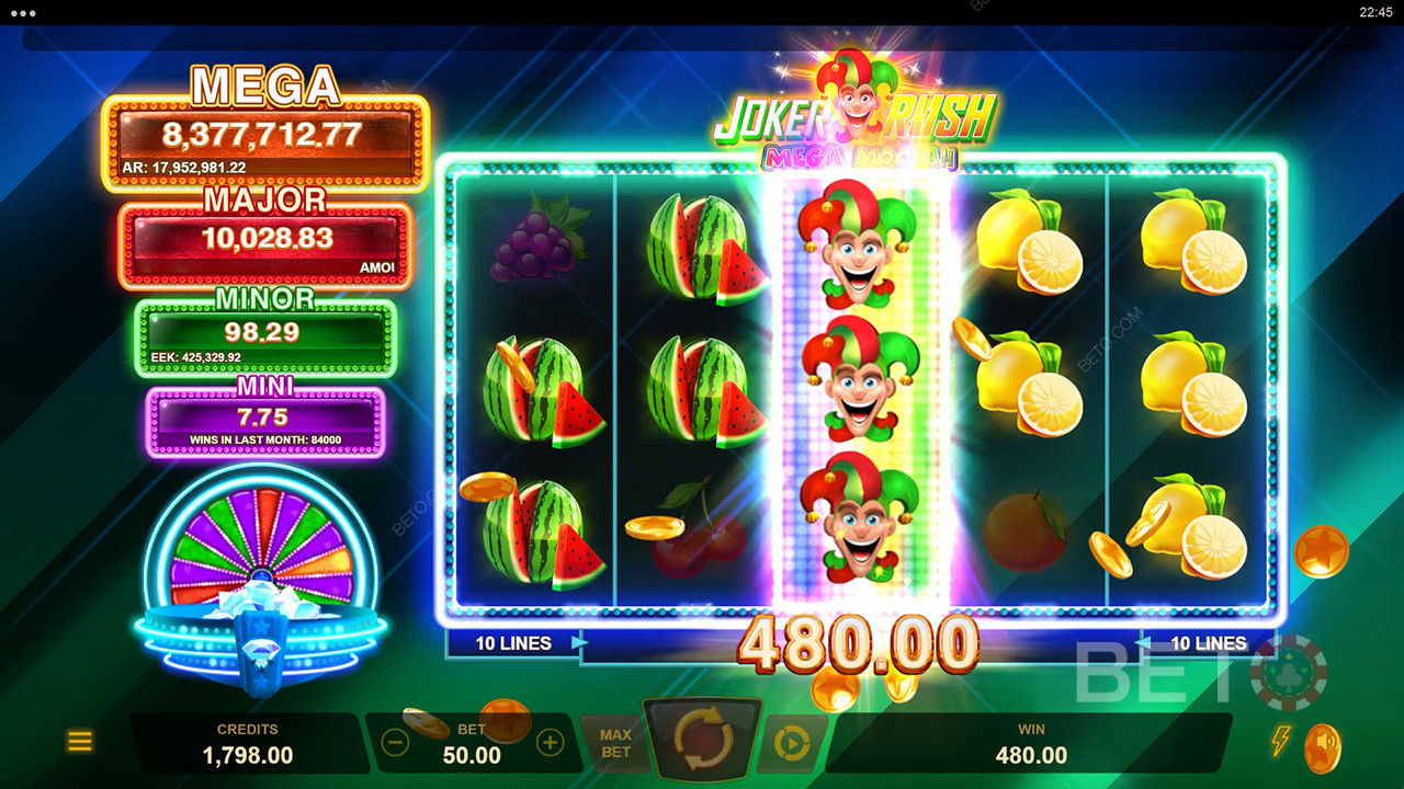 Joker Rush Mega Moolah Anmeldelse av BETO Slots