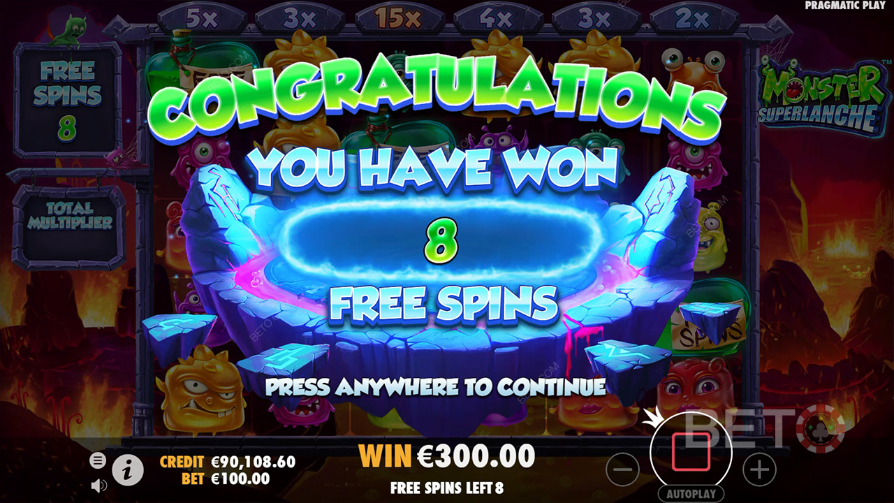 Vinn 5000 ganger innsatsen din i Monster Superlanche-spilleautomaten!