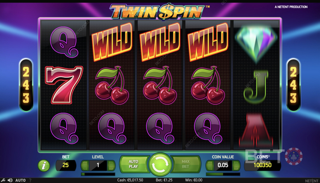 En tre-i-en-slag-kombinasjon i Twin Spin
