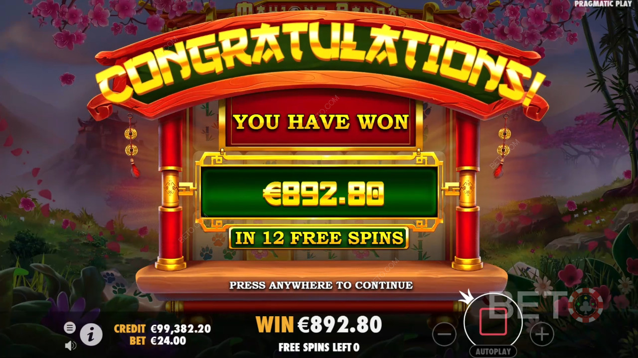 Vinn 5000 ganger innsatsen din i Mahjong Panda spilleautomat!