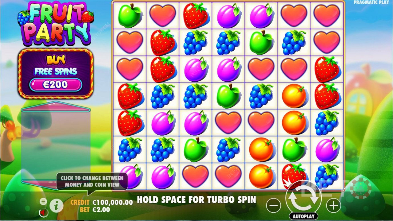 Ren spilldesign på spilleautomaten Fruit Party