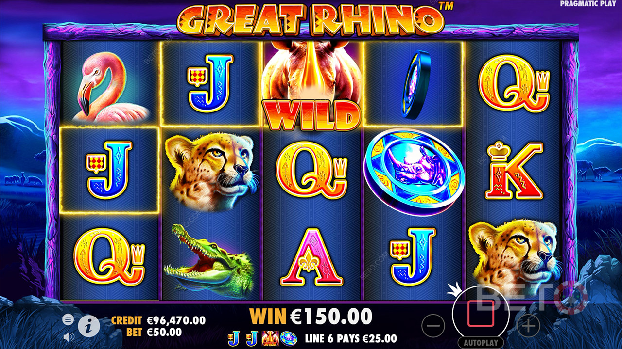 Bonusfunksjoner forklart i Great Rhino av Pragmatic Play