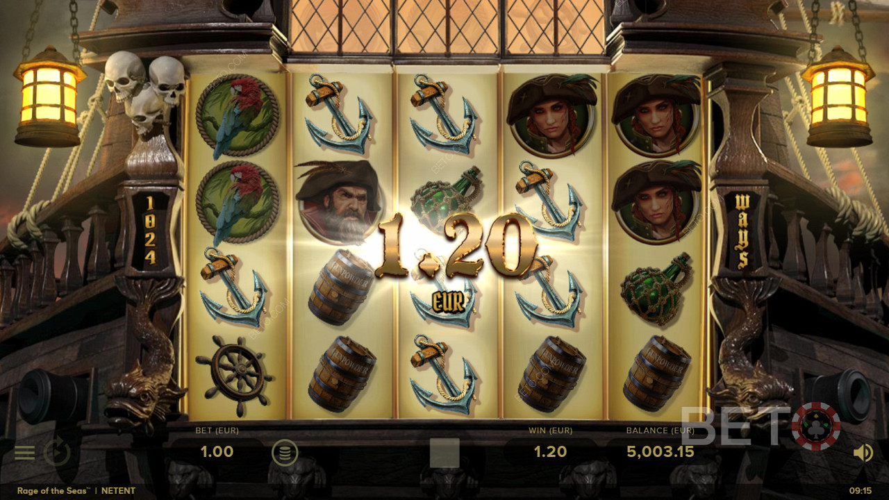 Vinn en gevinst i spilleautomaten Rage of the Seas
