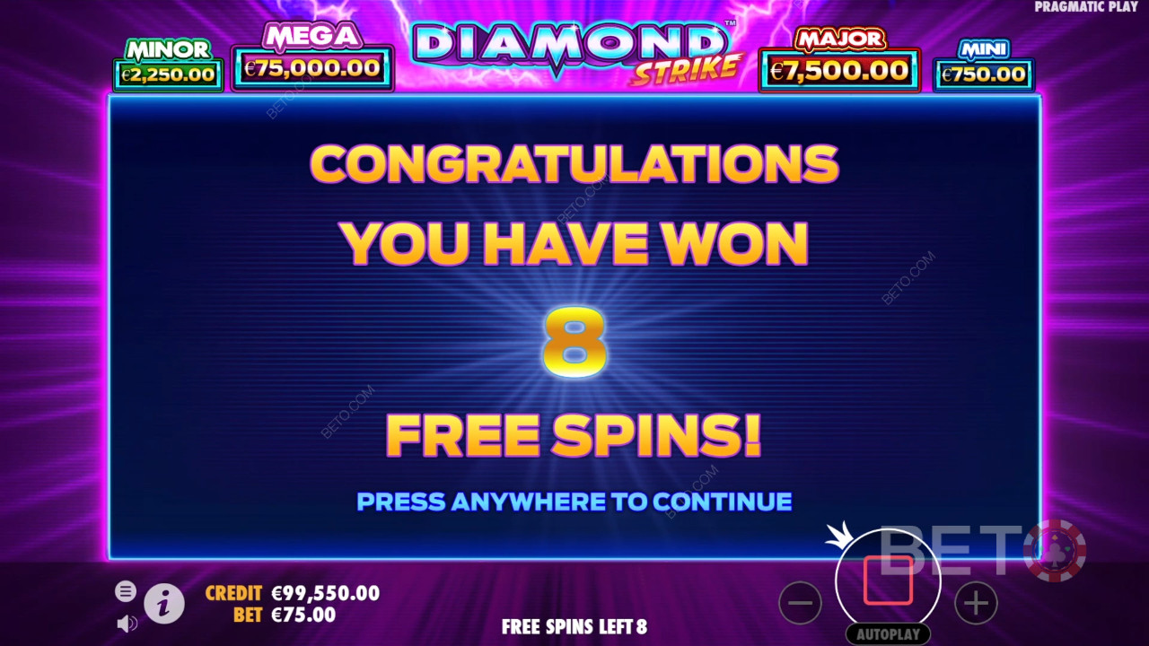 Vinn 1000 ganger innsatsen din i spilleautomaten Diamond Strike!