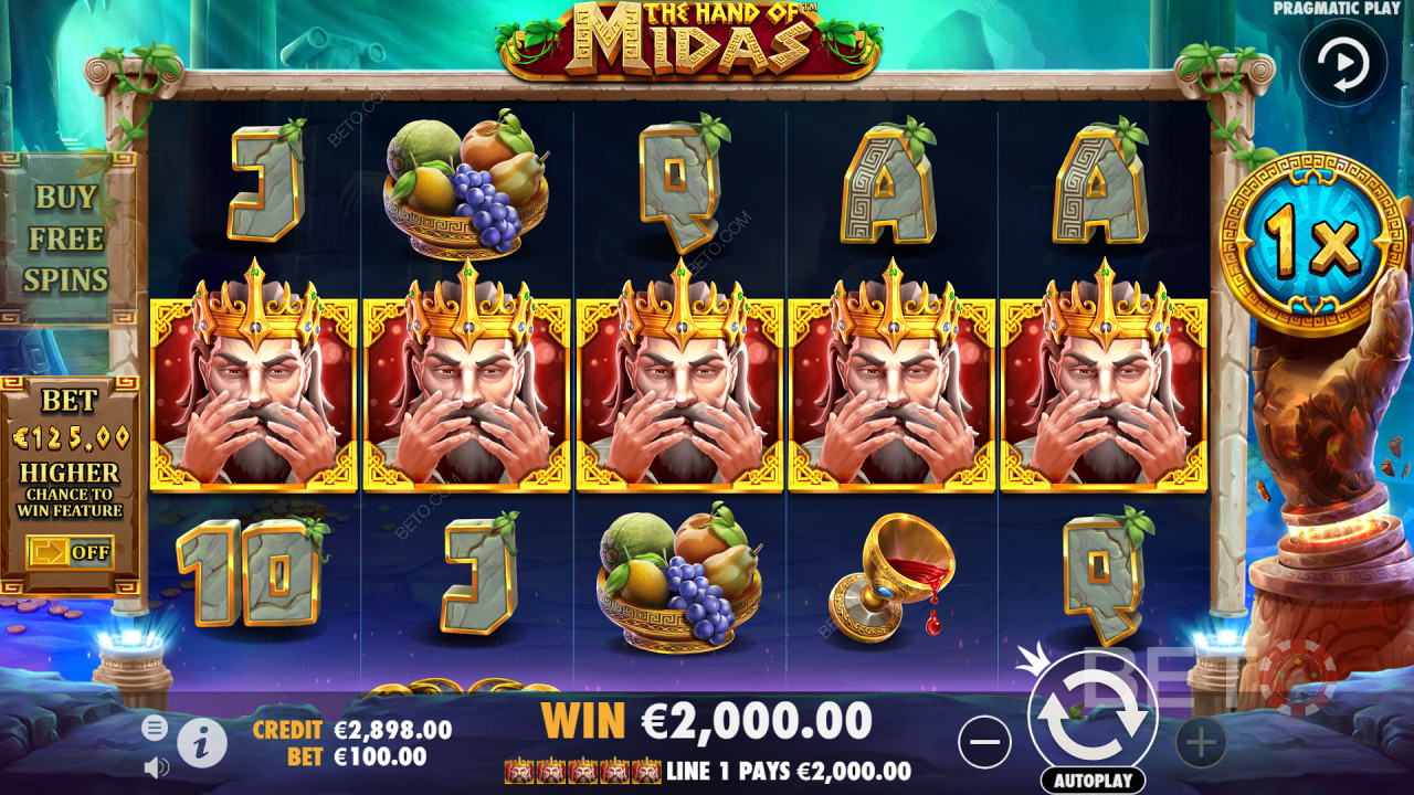 5 King Midas-symboler betaler stort i Hand of Midas Video Slot