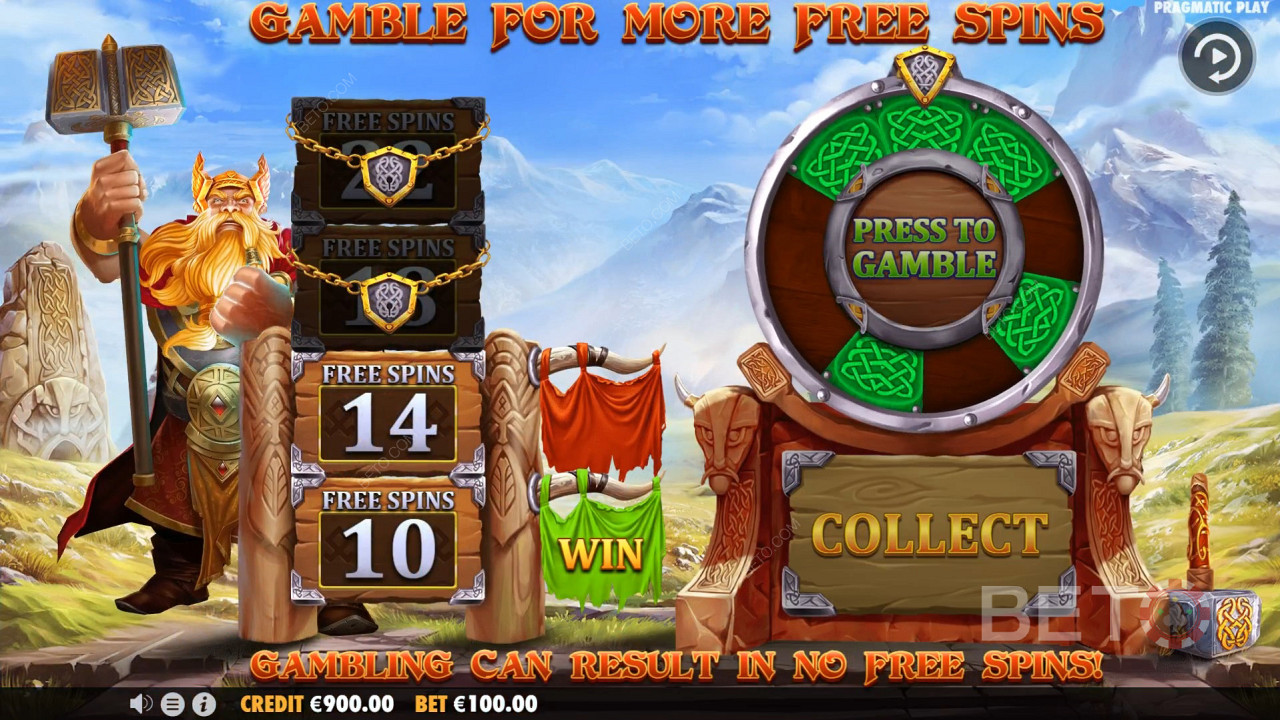 Når du har kjøpt gratisspinnene, kan du gamble dem for å vinne opptil maksimalt 22 gratisspinn.