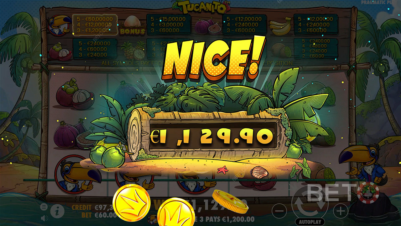 Vinn 1 000 ganger innsatsen din i Tucanito spilleautomat på nett!