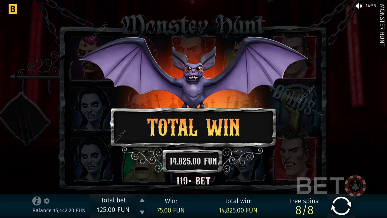 Vinn 1 299 ganger innsatsen din i videoautomaten Monster Hunt!