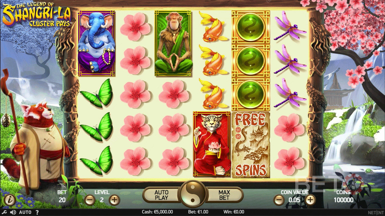 Vakre symboler i spilleautomaten The Legend of Shangri-La: Cluster Pays