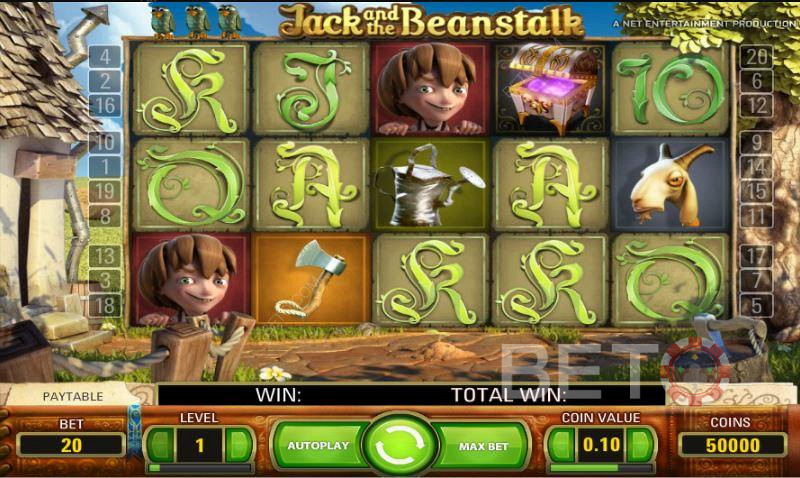 Lavtbetalende og høytbetalende symboler i Jack and the Beanstalk