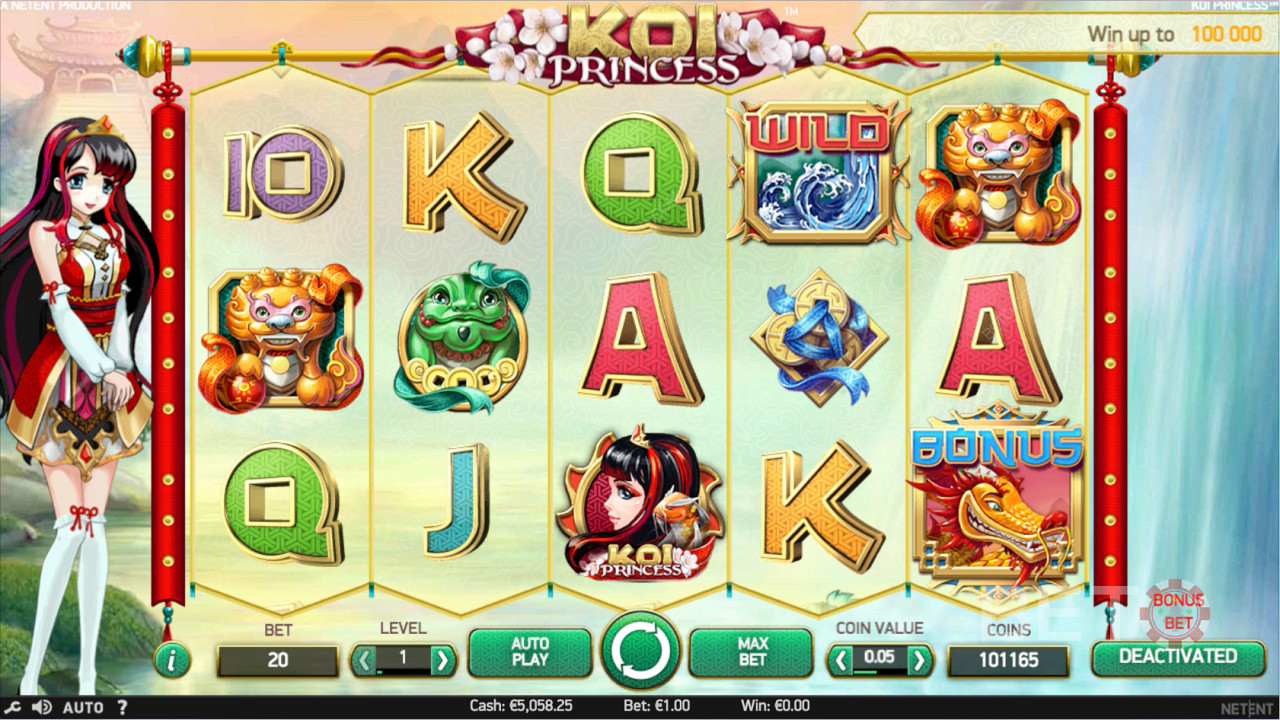 Ulike symboler i spilleautomaten Koi Princess