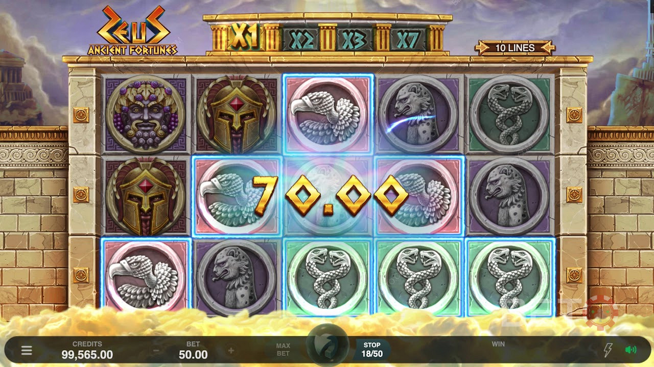 Vinn en stor gevinst på spilleautomaten Ancient Fortunes: Zeus