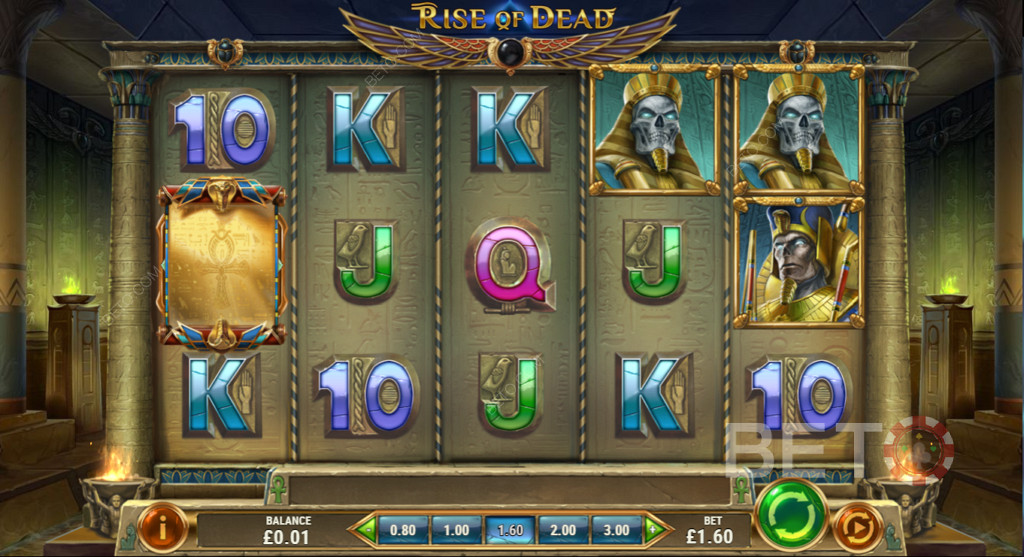 Rise of Dead - Et ikke-progressivt spilleautomat som inneholder scatters, wilds, bonusspill og gratisspinn.