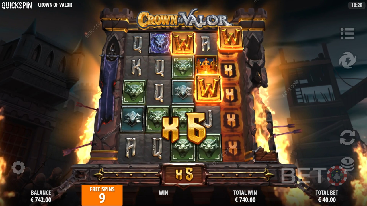 Bonusfunksjoner forklart i Crown of Valor av Quickspin