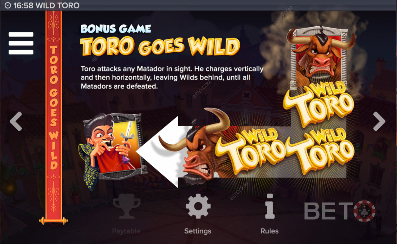 Spesielle funksjoner i Wild Toro sporet