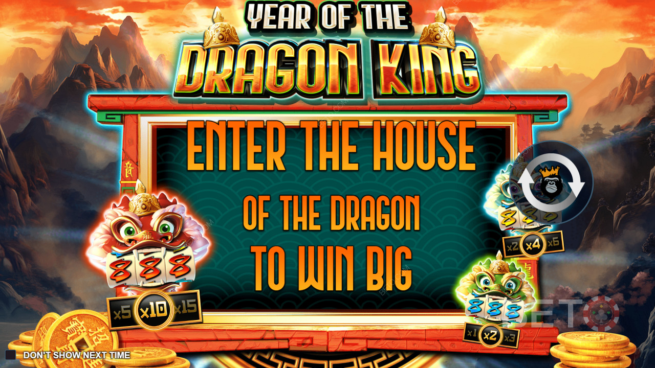 Nyt opptil 5 minispilleautomater i Year of the Dragon King-spilleautomaten