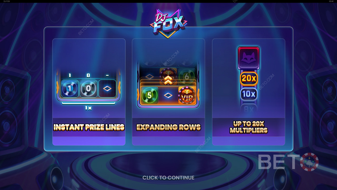 Bonusfunksjoner forklart i DJ Fox av Push Gaming