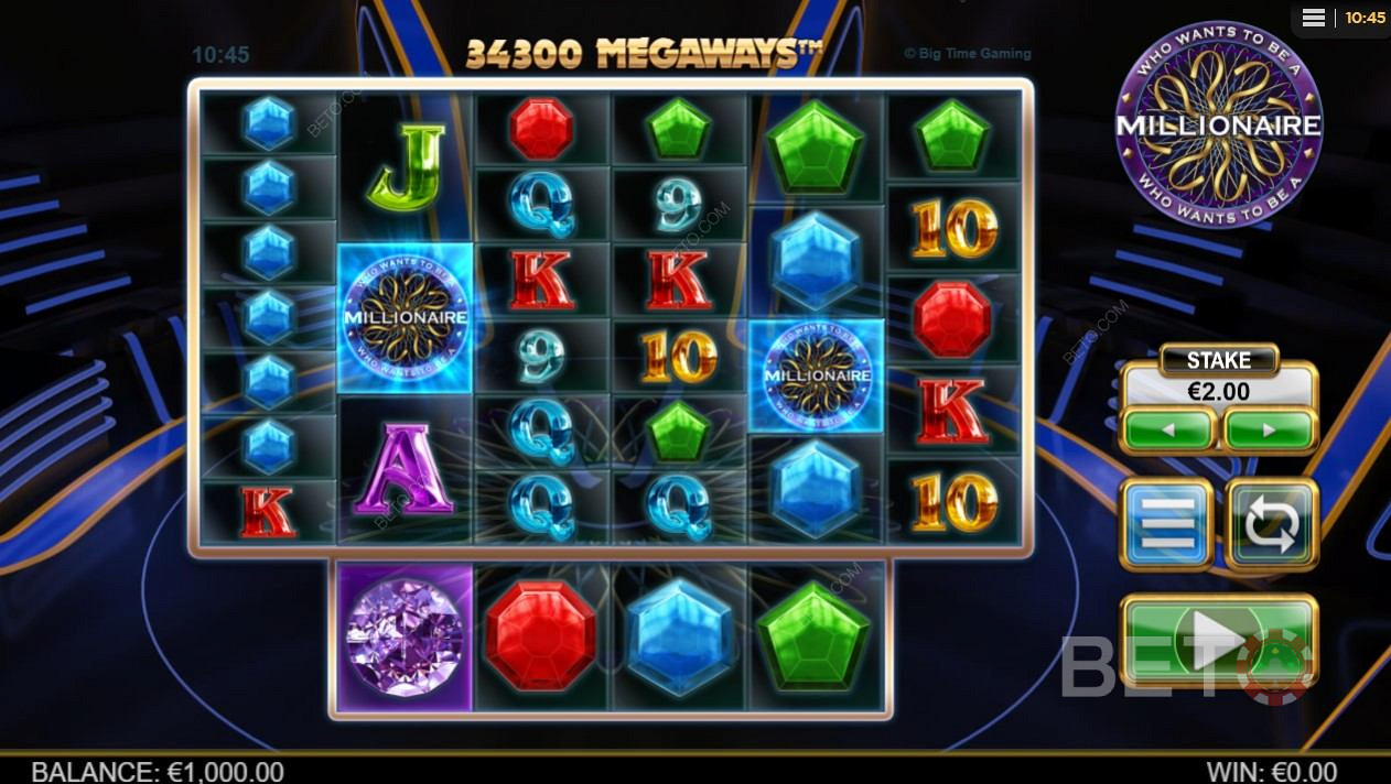 Grunnleggende utforming av Who Wants to be a Millionaire-spilleautomatskjermen er forlokkende