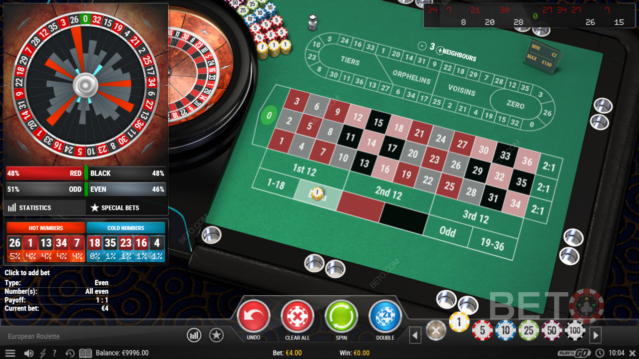Se statistikk i European Roulette Pro Casino Game
