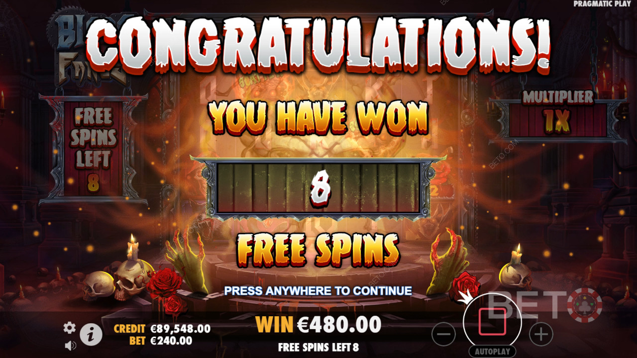 Vinn 5000 ganger innsatsen din i spilleautomaten Blade & Fangs!