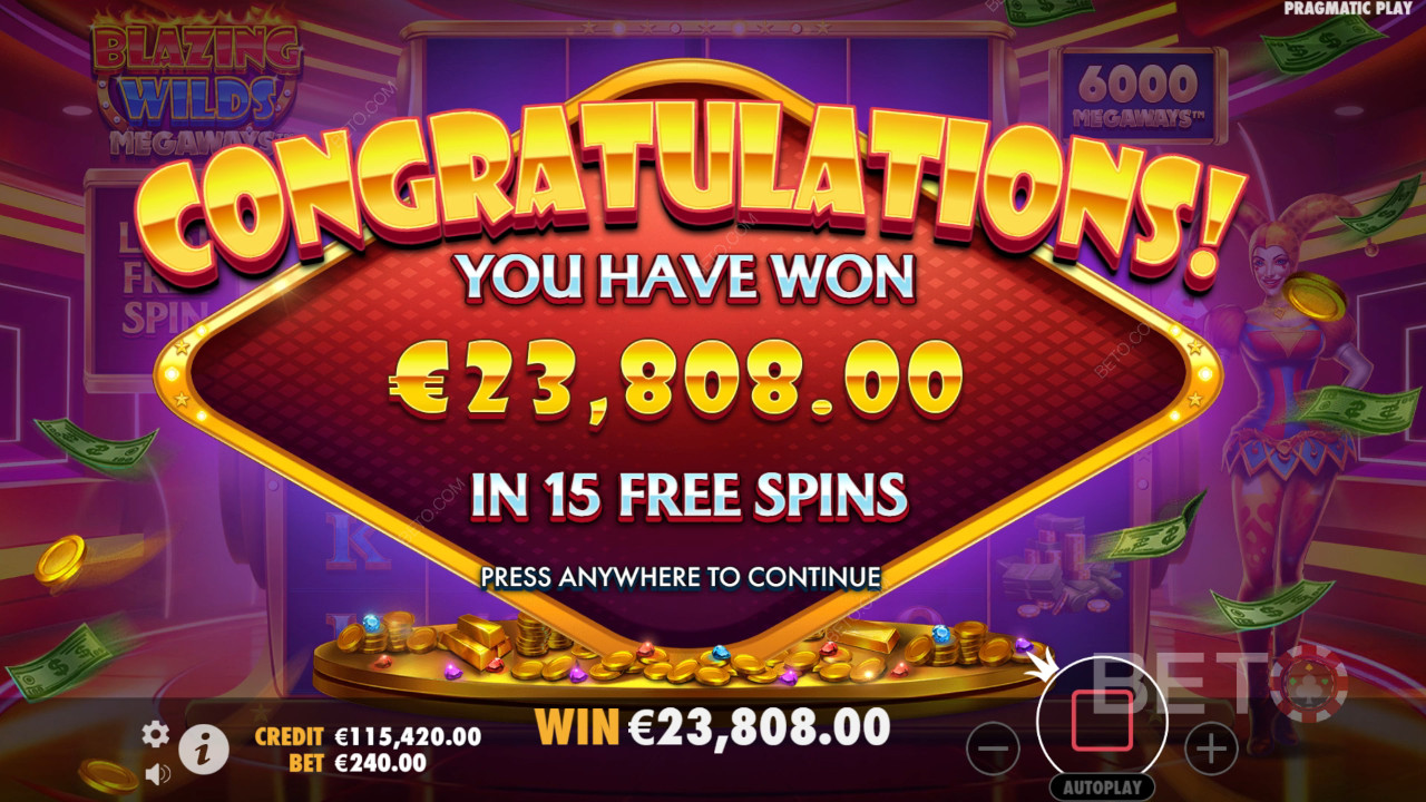 Vinn 10 000 ganger innsatsen din i Blazing Wilds Megaways Video Slot!