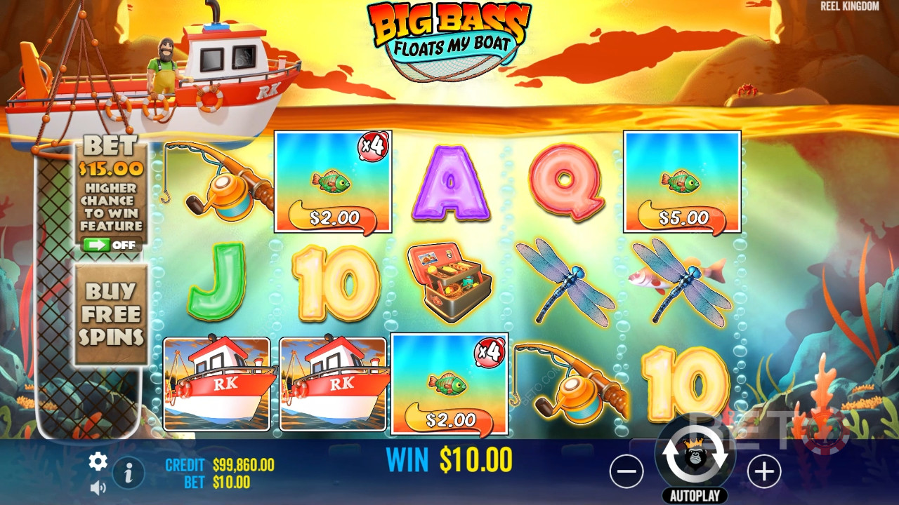 Vinn 5000 ganger innsatsen din i Big Bass Floats My Boat!