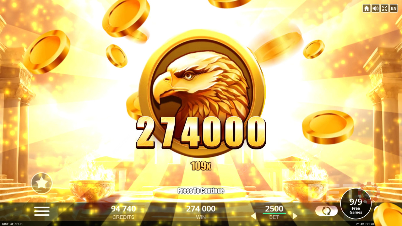 Vinn 10 000 ganger innsatsen din i Rise of Zeus spilleautomat på nett!