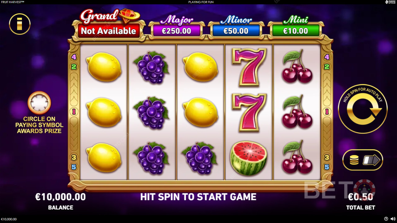 Vinn 1 250 ganger innsatsen din i Fruit Harvest Video Slot!