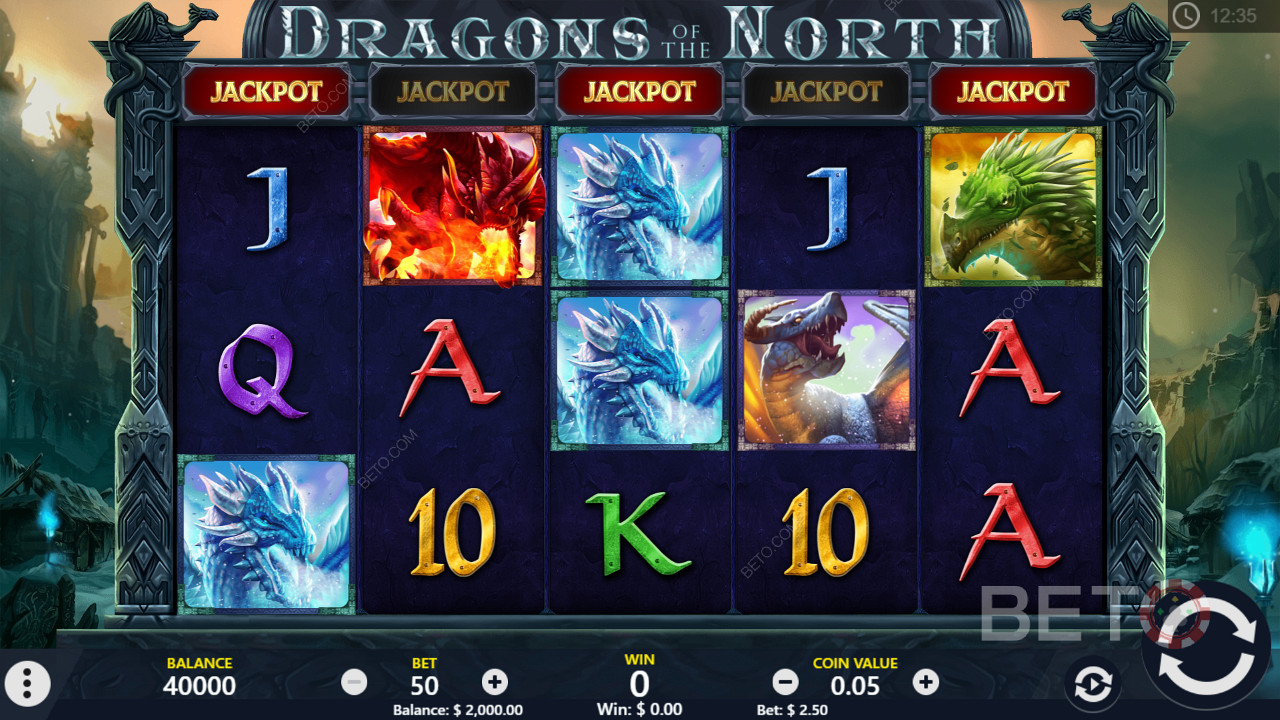 Fantasifylt spilleautomat - Dragons of the North