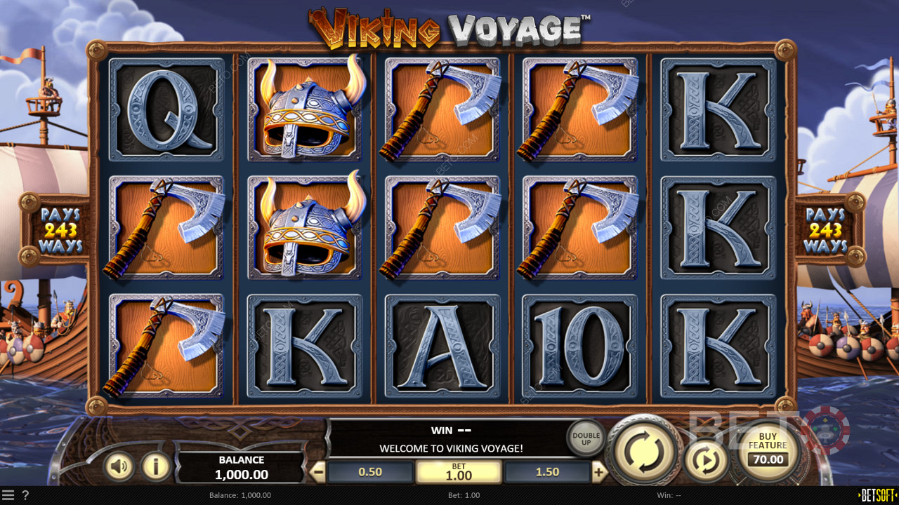 Nyt Viking stil tema, grafikk og symboler i Viking Voyage online spilleautomat