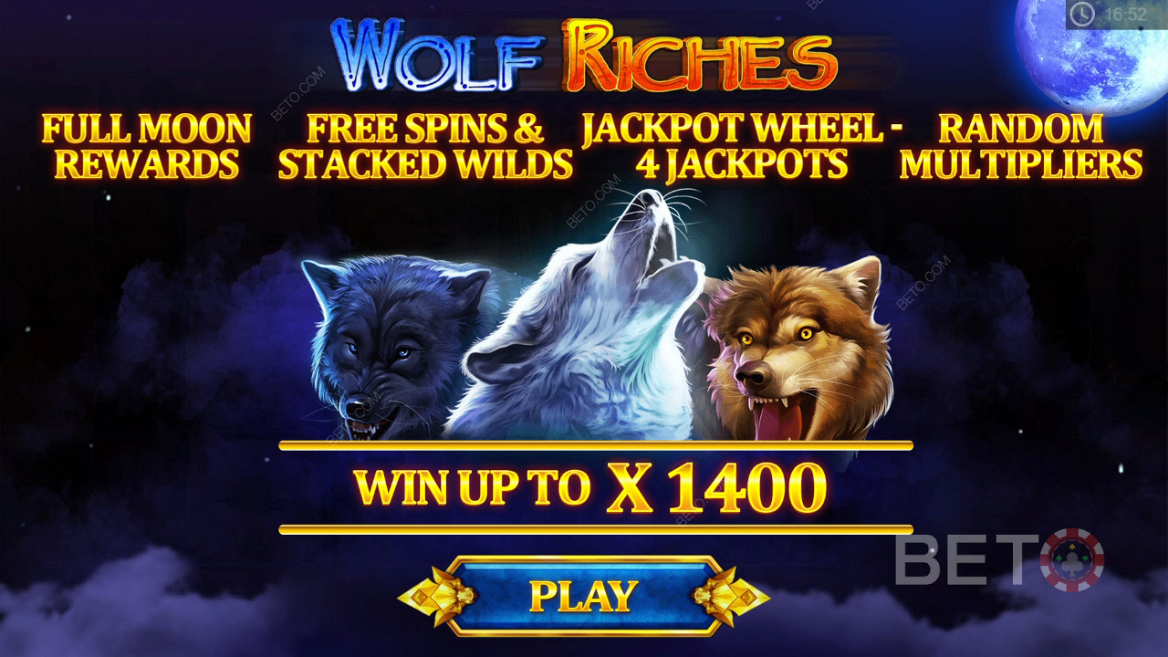 Gratisspinn, multiplikatorer, jackpotter og Stacked Wilds i Wolf Riches spilleautomaten