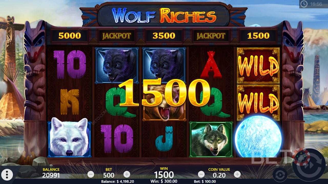Nyt konsekvente gevinster i spilleautomaten Wolf Riches