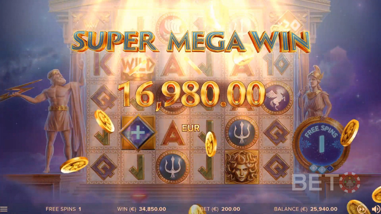 Super Mega Win i Parthenon: Quest for Immortality spilleautomat