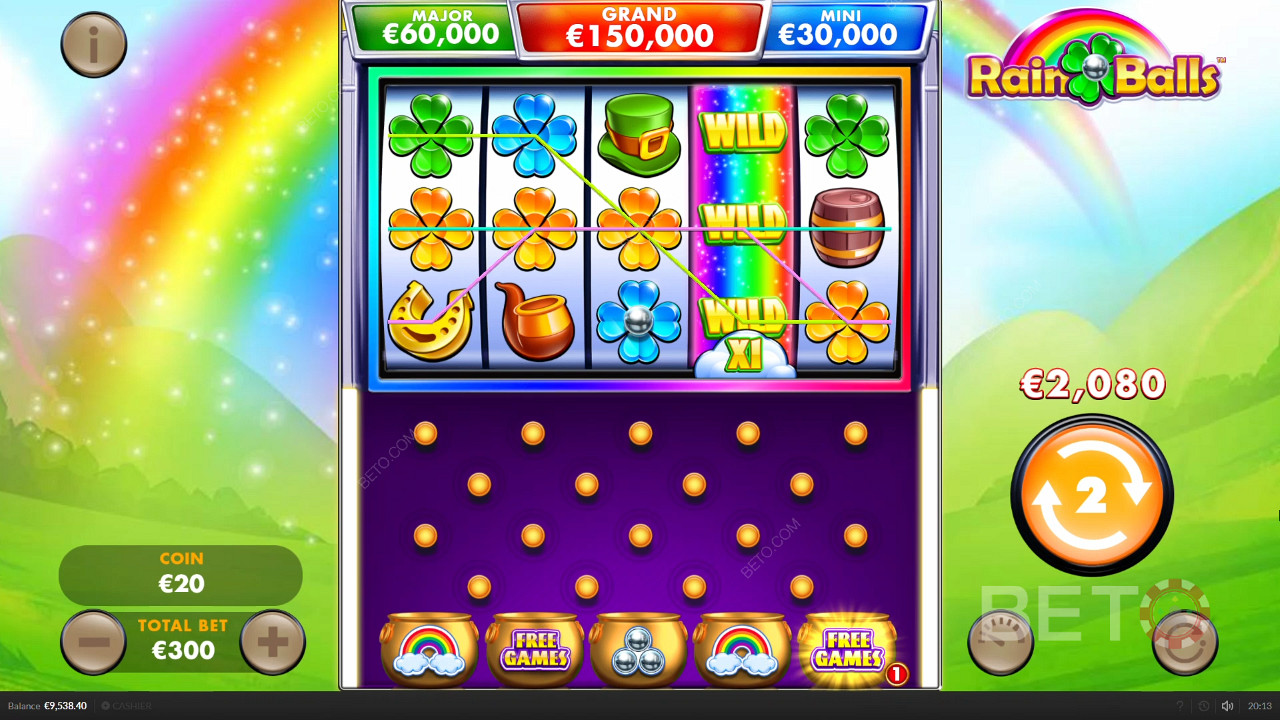 Vakker bakgrunn av Rain Balls online spilleautomat