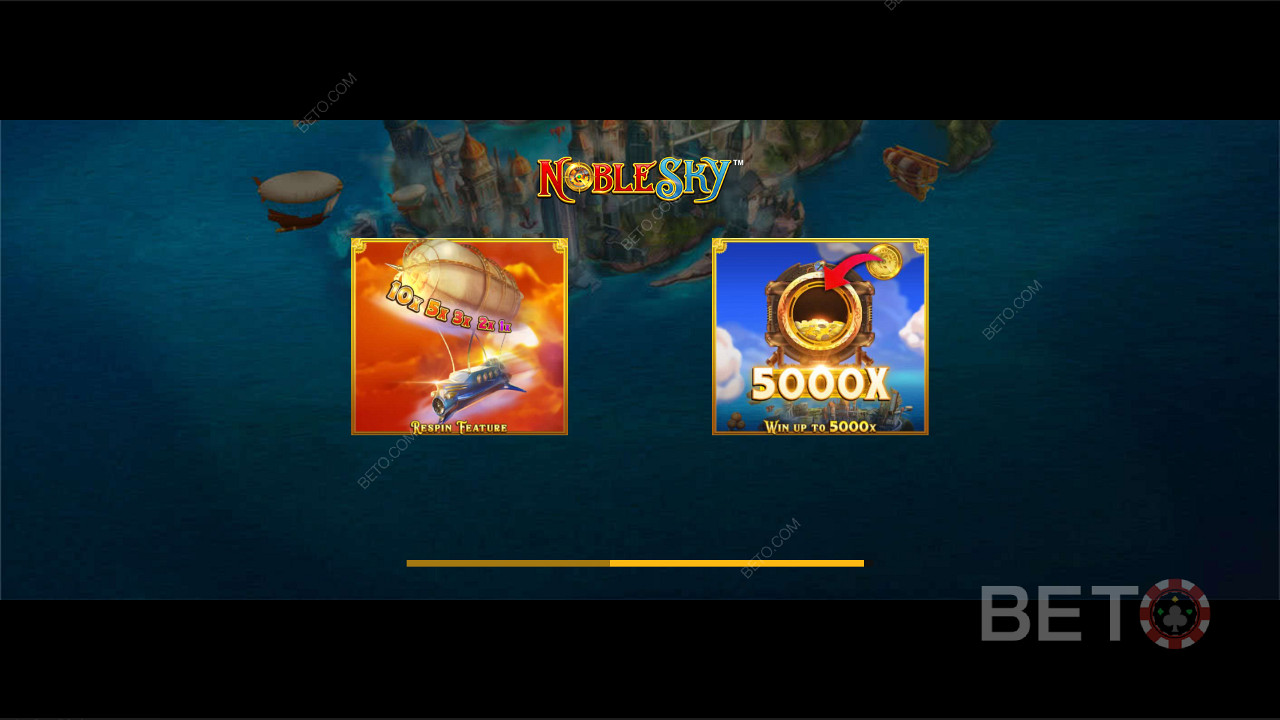 Få en maksimal gevinst på 5000x i Noble Sky spilleautomat