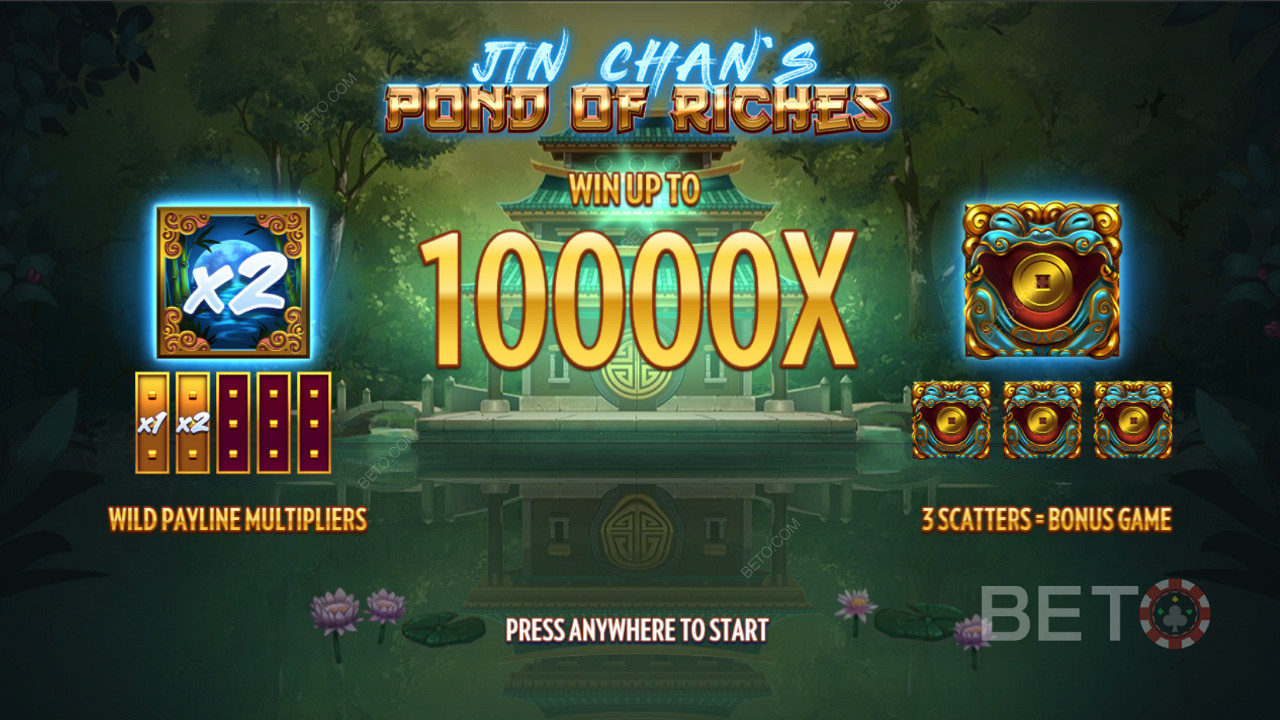 Hjulpet av vanvittige bonusfunksjoner, spill for en sjanse til å vinne opptil 10 000 ganger innsatsen