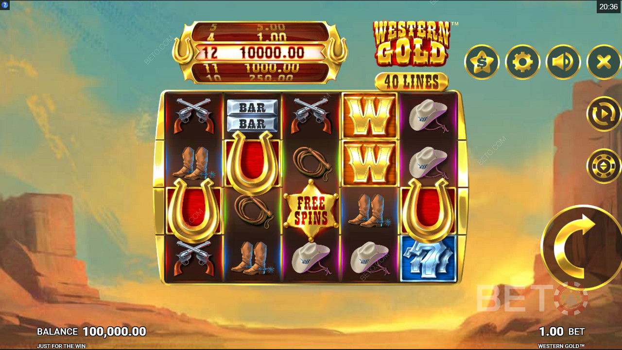 Western Gold spilleautomat med cowboytema fra Just For The Win
