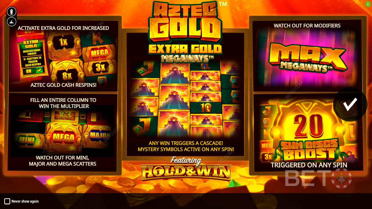 Nyt flere bonusfunksjoner i Aztec Gold Extra Gold Megaways spilleautomaten