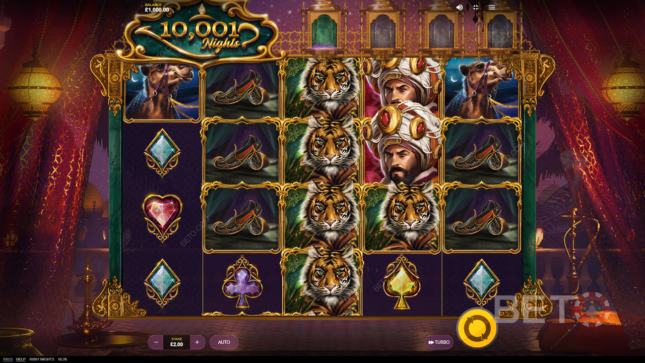 Nyt vakre symboler i spilleautomaten 10 001 Nights