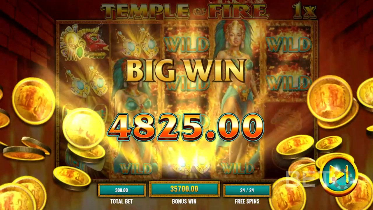 Stor gevinst i Temple of Fire online spilleautomat