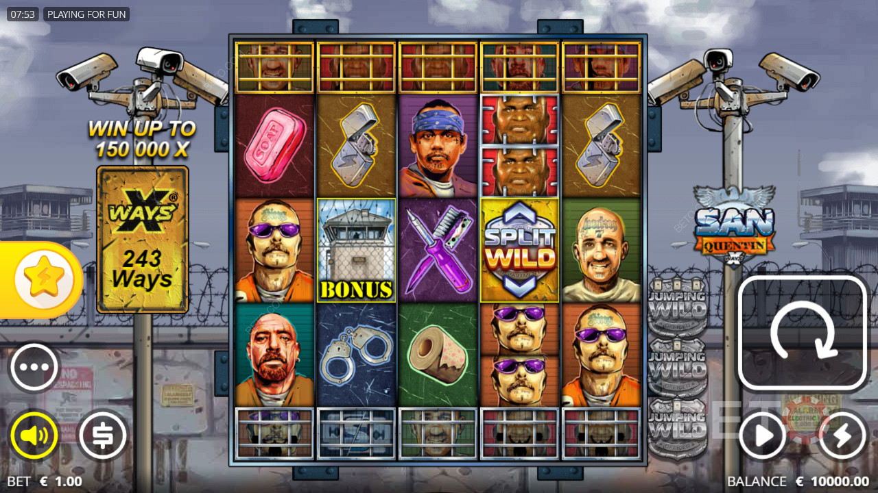 En spilleautomat med fengselstema kalt San Quentin